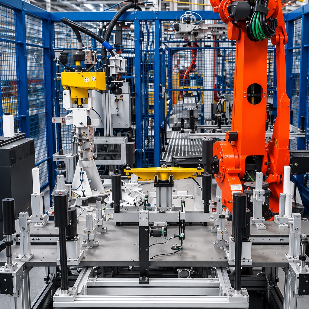 Machine de dispensing MTS à robot cartésien multi-axes, avec son teach pendant et ses barrières immatérielles.